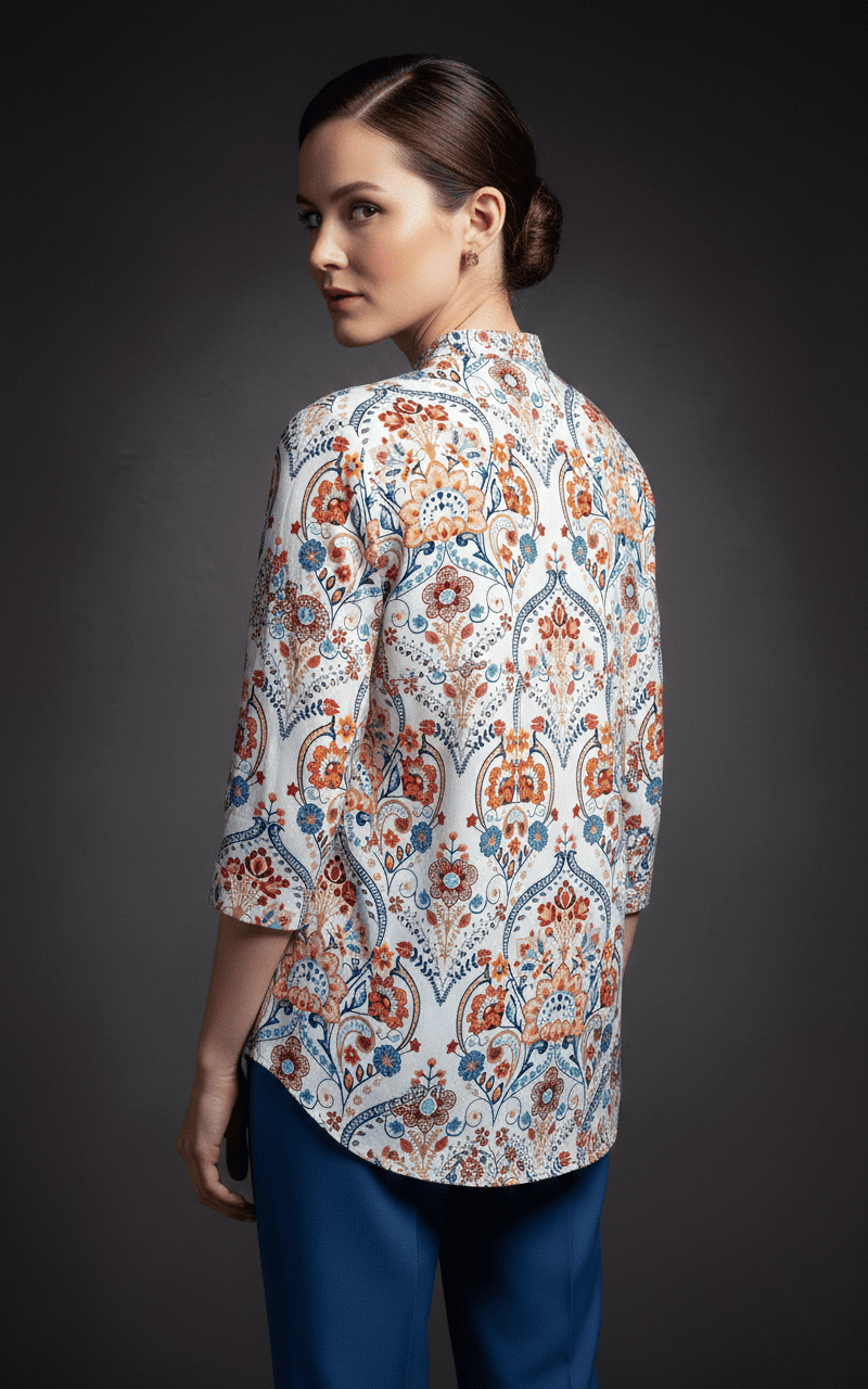 Women's Elegant Floral Print Casual Top - Image 4