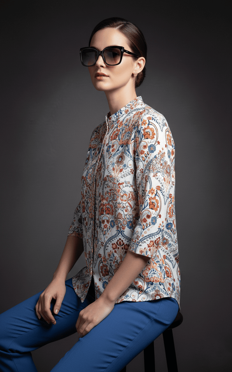 Women's Elegant Floral Print Casual Top - Image 3