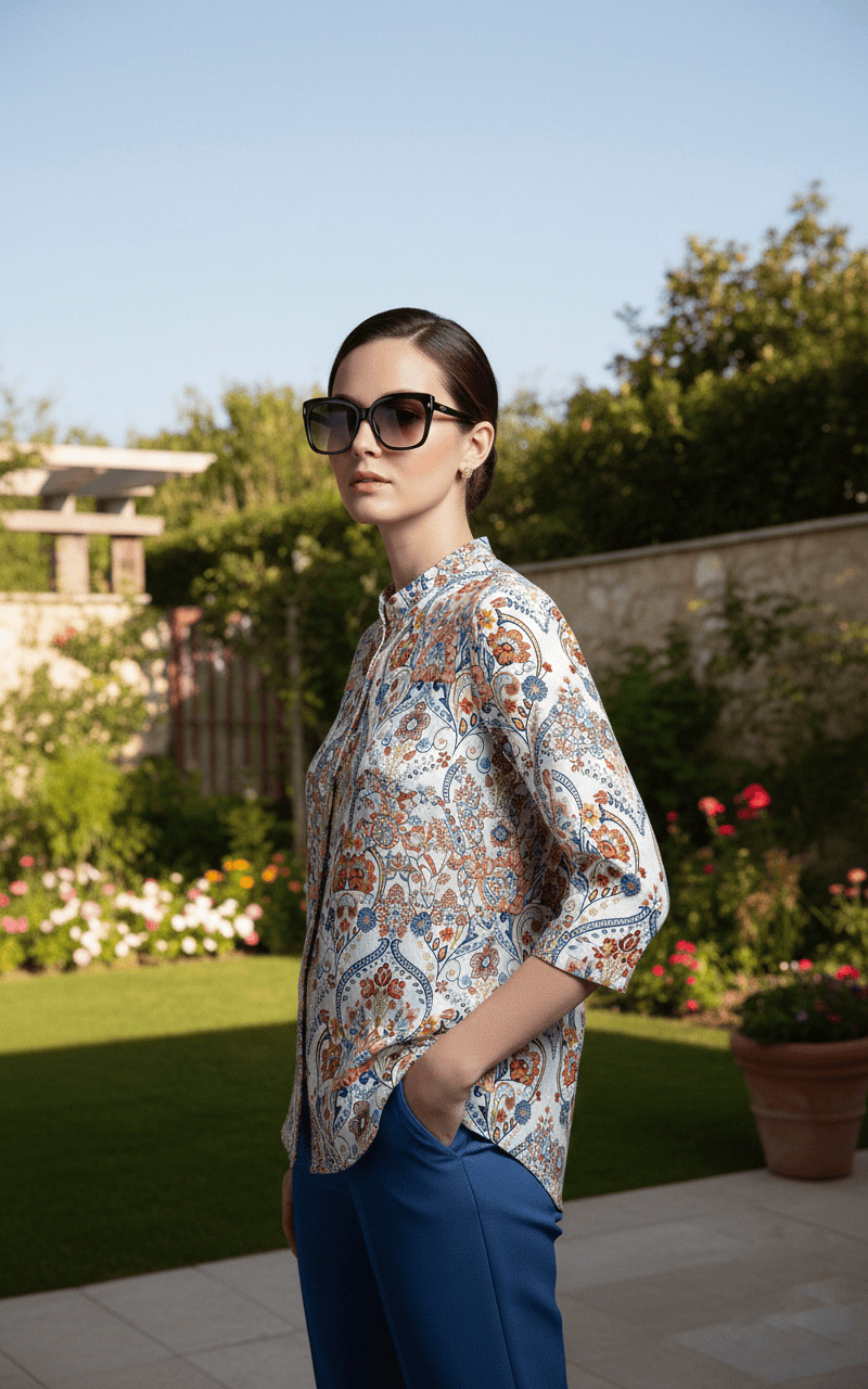 Women's Elegant Floral Print Casual Top - Image 2