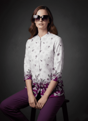 Women’s Elegant Floral Border Print Top