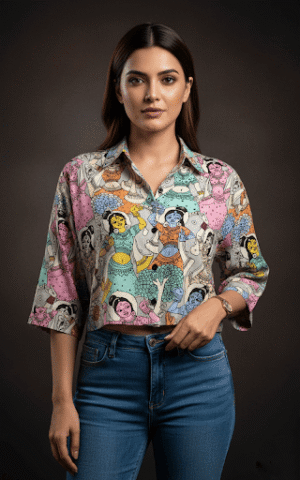 Women’s Artistic Cartoon Print Casual Top